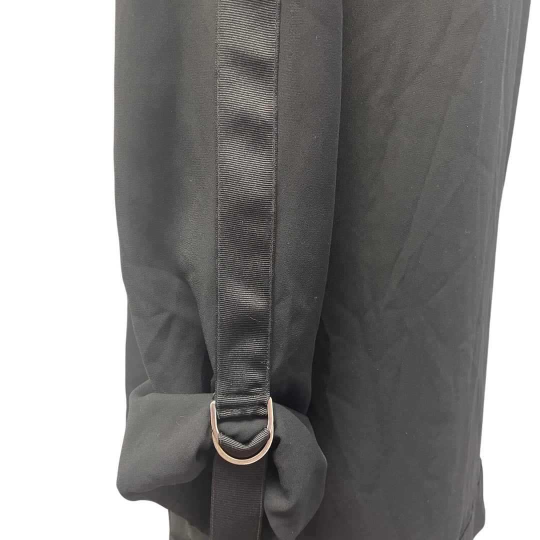Worthington Womens Medium Sheer Tabbed Roll Up Sleeve V-Neck Polyester Blouse