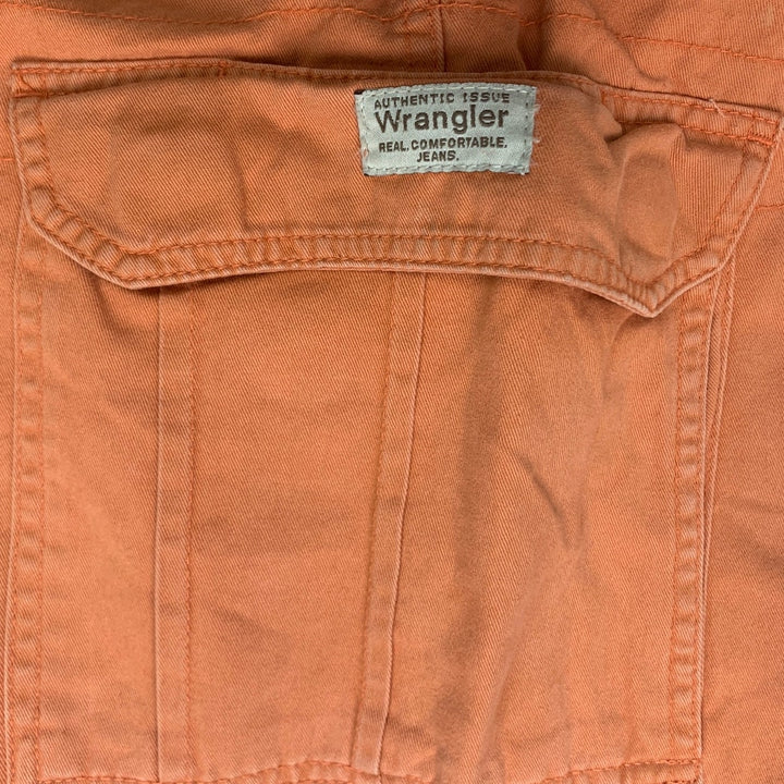 Wrangler Mens Size 40 Orange 100% Cotton Long Bermuda Cargo Shorts w Pockets