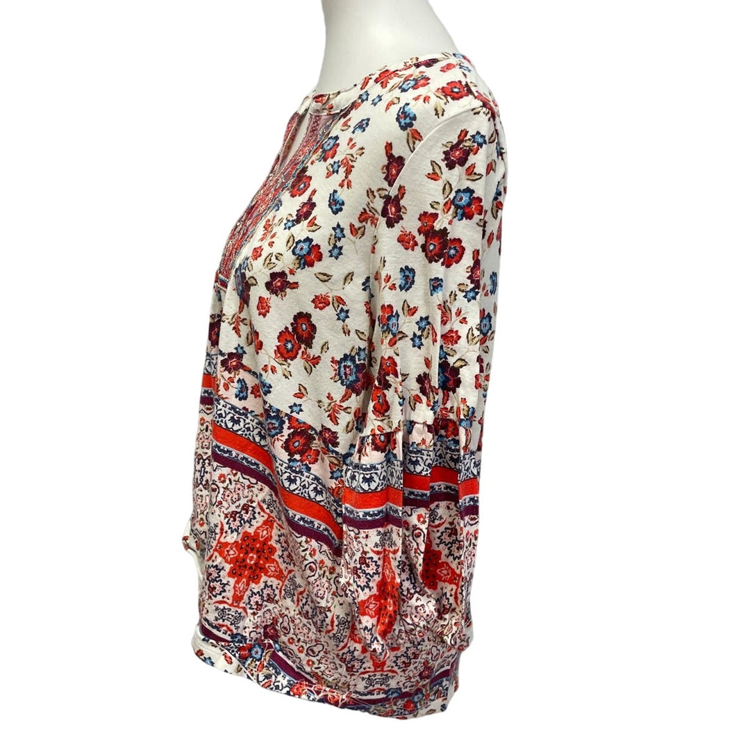 Absolutely Famous Womens Medium Long Sleeve Floral Lace Boho Long Sleeve Top