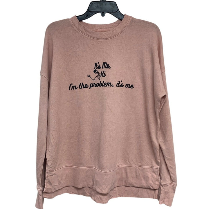 Upcycled Hand Printed Womens Small Its Me Hi Im The Problem Skeleton Sweatshirt