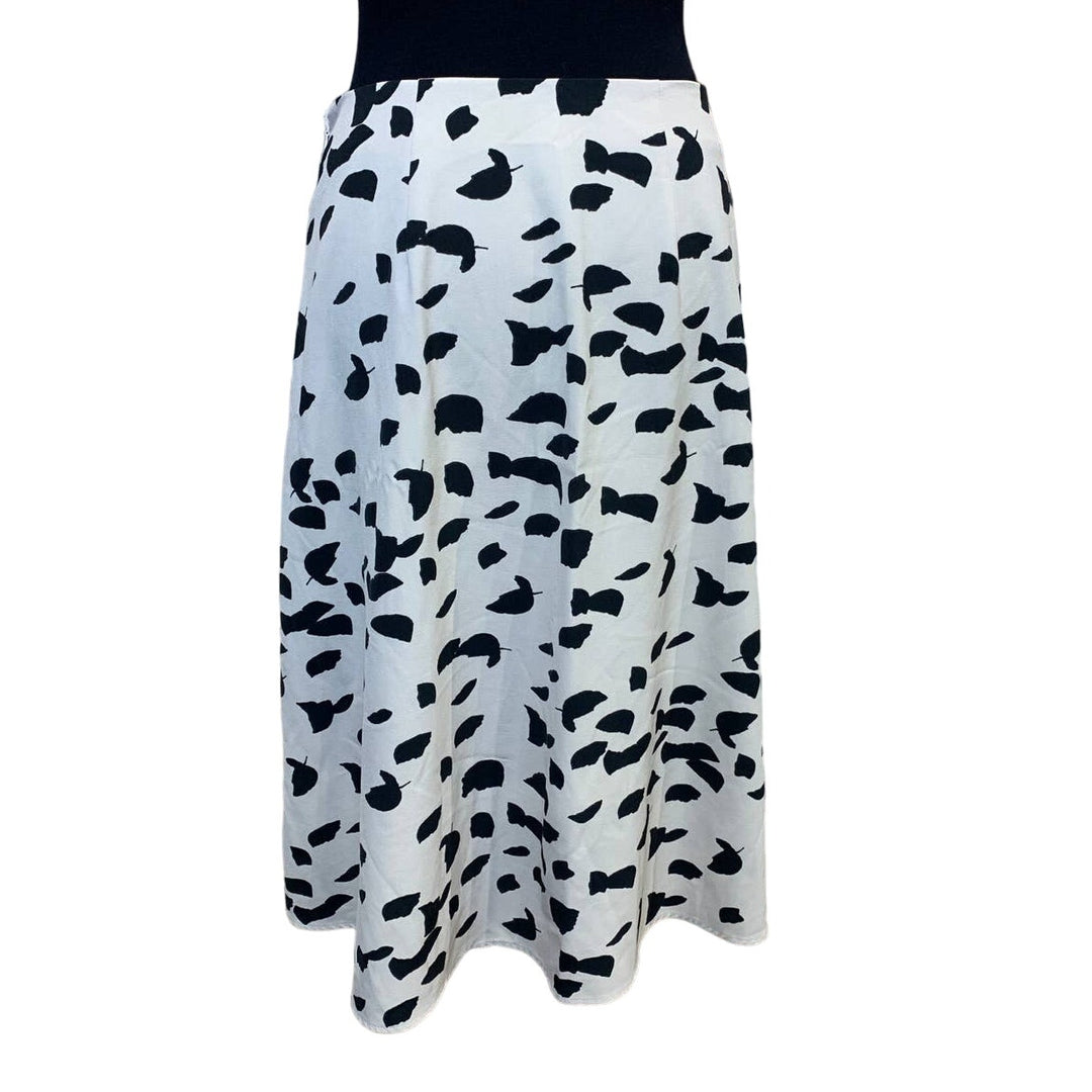 New York &amp; Company Size 6 Polyester Blend Midi Fall Leaf Polka Dot A-Line Skirt