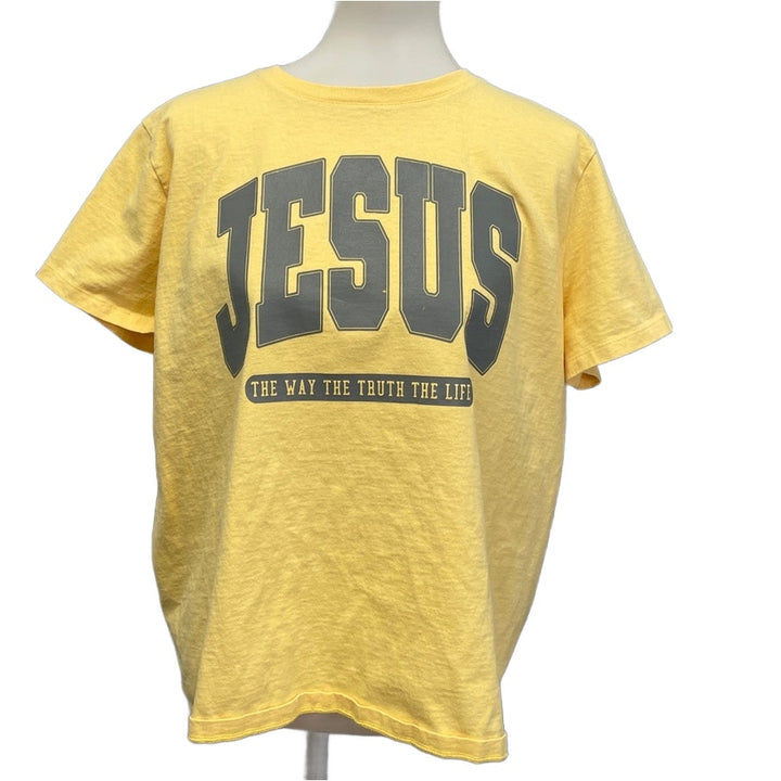 Hand Printed Upcycled Womens XL Jesus The Way The Truth the Life Tee Shirt