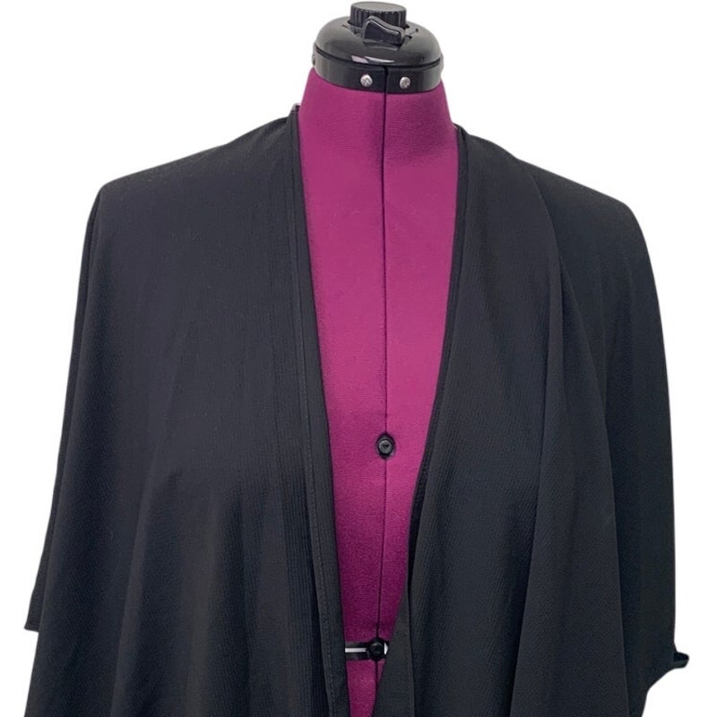 Womens One Size Black PolySpandex Short Sleeve Sheer Open Front Cardigan