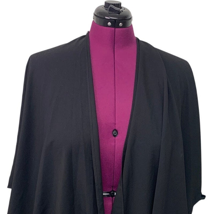 Womens One Size Black PolySpandex Short Sleeve Sheer Open Front Cardigan