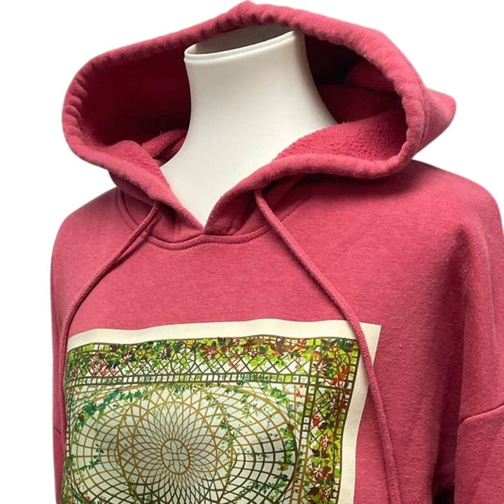 Hand Printed Upcycled Womens Small Vintage Sunroom Ceiling Sweatshirt Hoodie