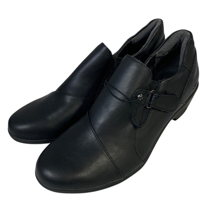 JBU Women Size 8 Black Faux Leather Kyley Hook Loop Adjustable Comfort Shoes