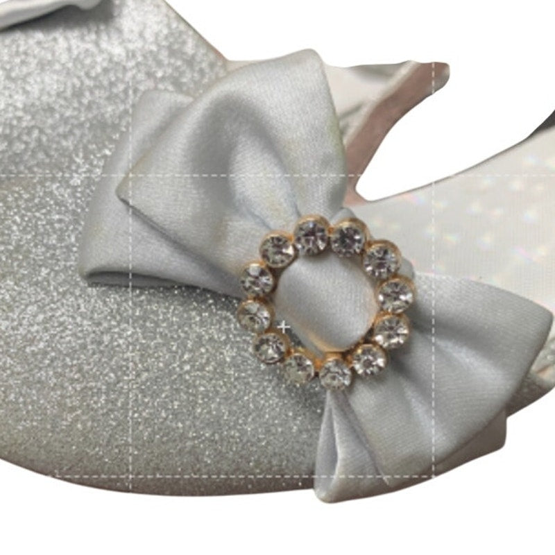 Motasha Big Girls Size 1 Silver Glitter Ankle Strap 1" Heel Wedding Dressy Shoes