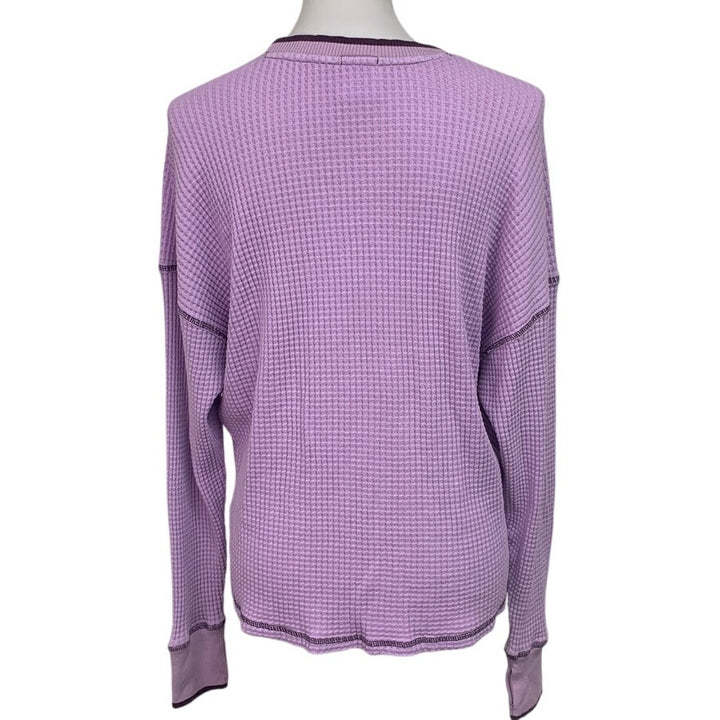 New Offline by Aerie Womens Small Cotton Blend Waffled Long Sleeve Crew Neck Top