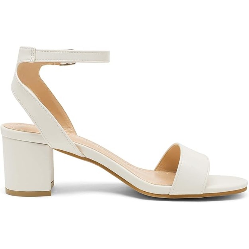 Dream Pairs Womens Size 8 White Open Toe 3" Chunky Heel Ankle Strap Sandal Shoes