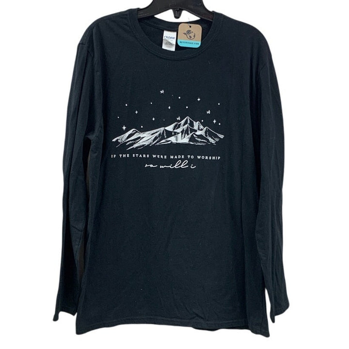New Handprinted Womens Large If The Stars Were Made to Worship So Will I T Shirt