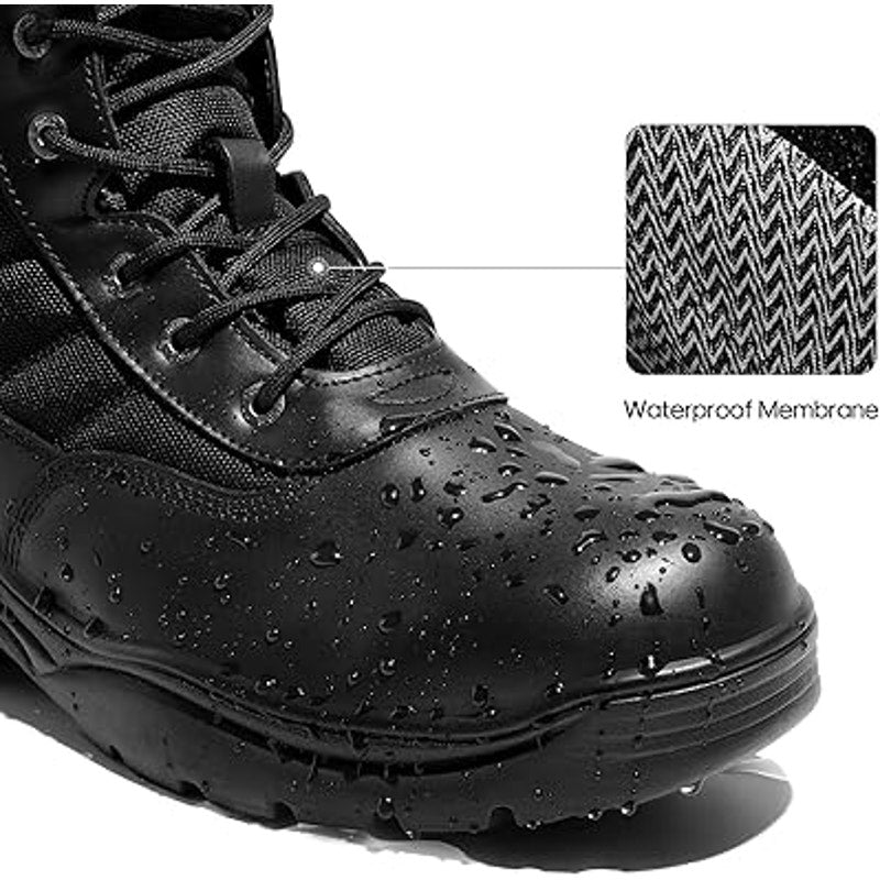 New Nortiv8 Mens 13 Black Faux Leather LaceUp High Top Waterproof Tactical Boots