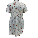 Knox Rose Medium Lightweight Floral Flowy Hi Low Button Down Smocked Blouse