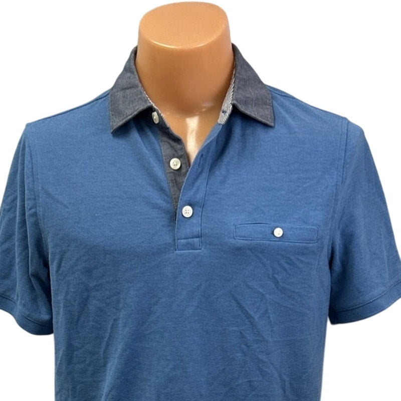 Good Fellow &amp; Co Mens Medium Blue PolyCotton Short Sleeve Collared Polo Shirt