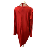 New Plus Wear Womens XXL Deep VNeck Red BodyCon Gold Mesh Long Sleeve Mini Dress