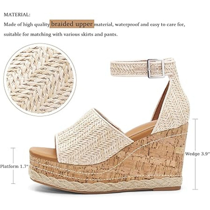 R Gallica WomensSize 7 Tan 4" Platform Wedge Open Toe Espadrille Sandal Shoes