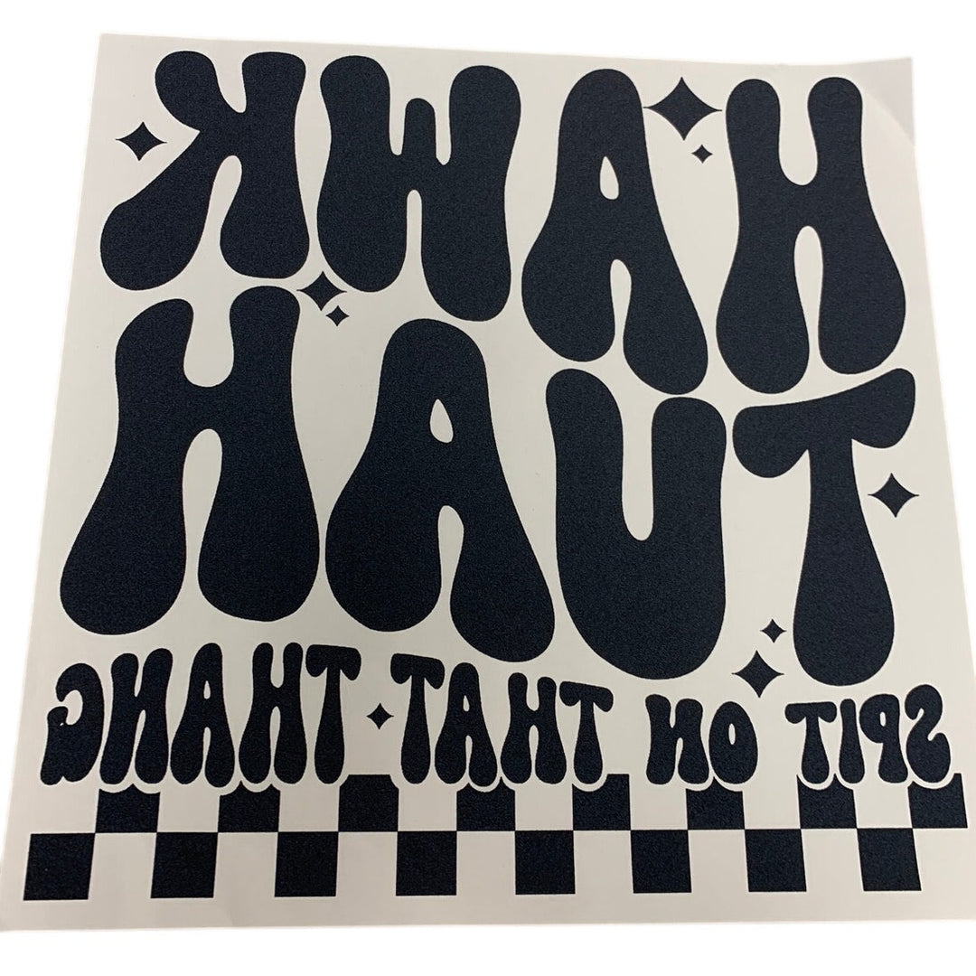 Set of 4 Hawk Tuah Spit On That Thang Black Heat Transfer Vinyl HTV for Shirts