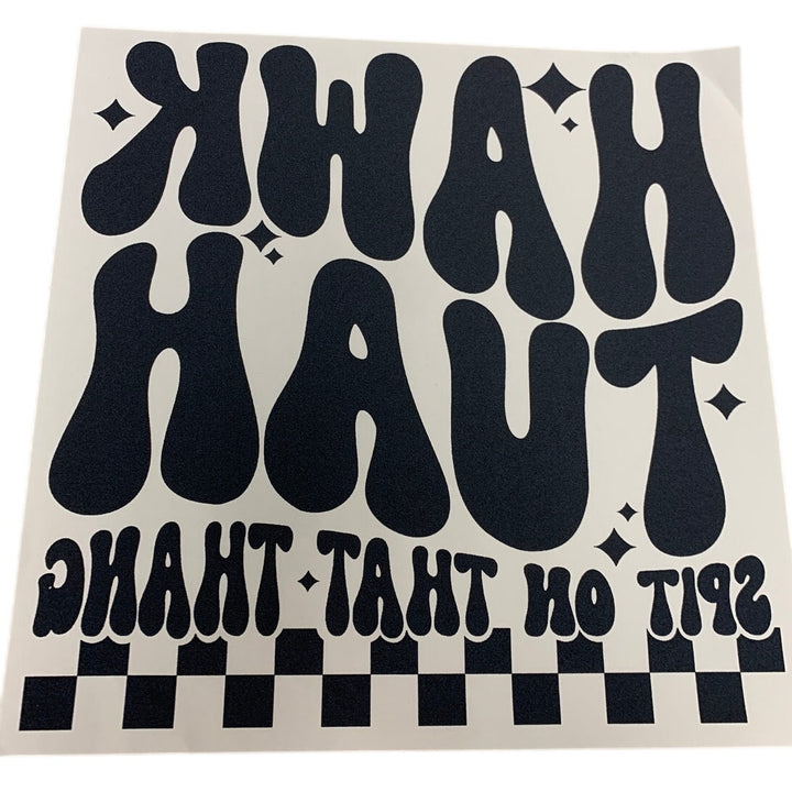 Set of 4 Hawk Tuah Spit On That Thang Black Heat Transfer Vinyl HTV for Shirts