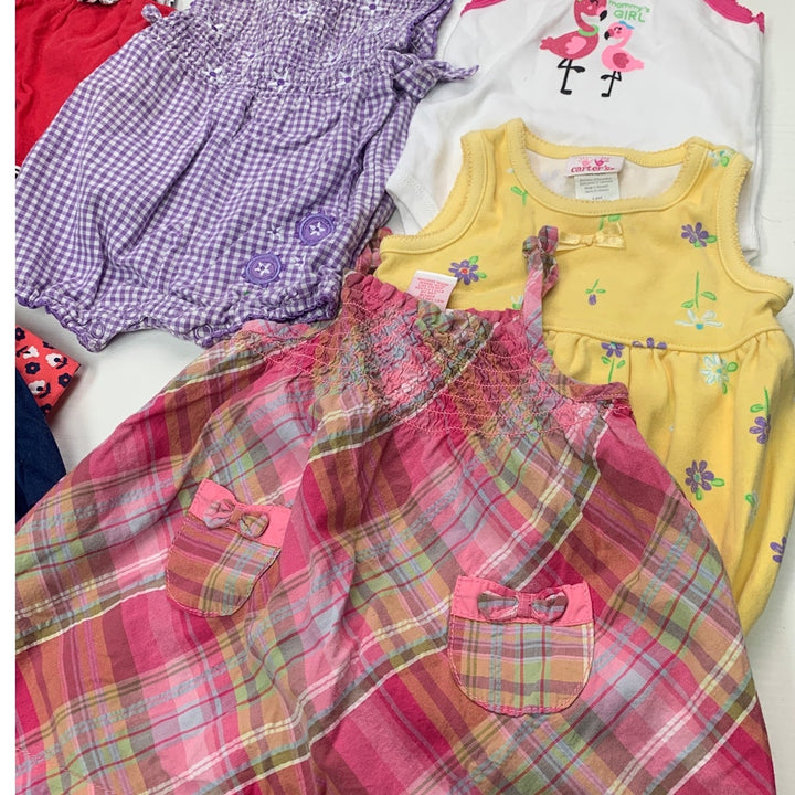 6 Baby Girls 3-6 Months Short Sleeve One Piece Outfits Dresses Clothes Lot