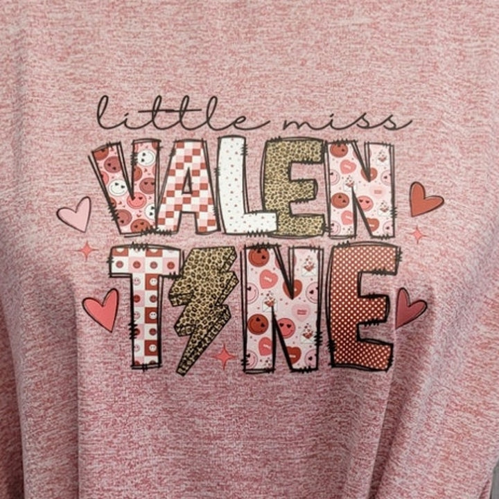 Hand Printed Upcycled Womens Large Little Miss Valentine Short Sleeve Blouse