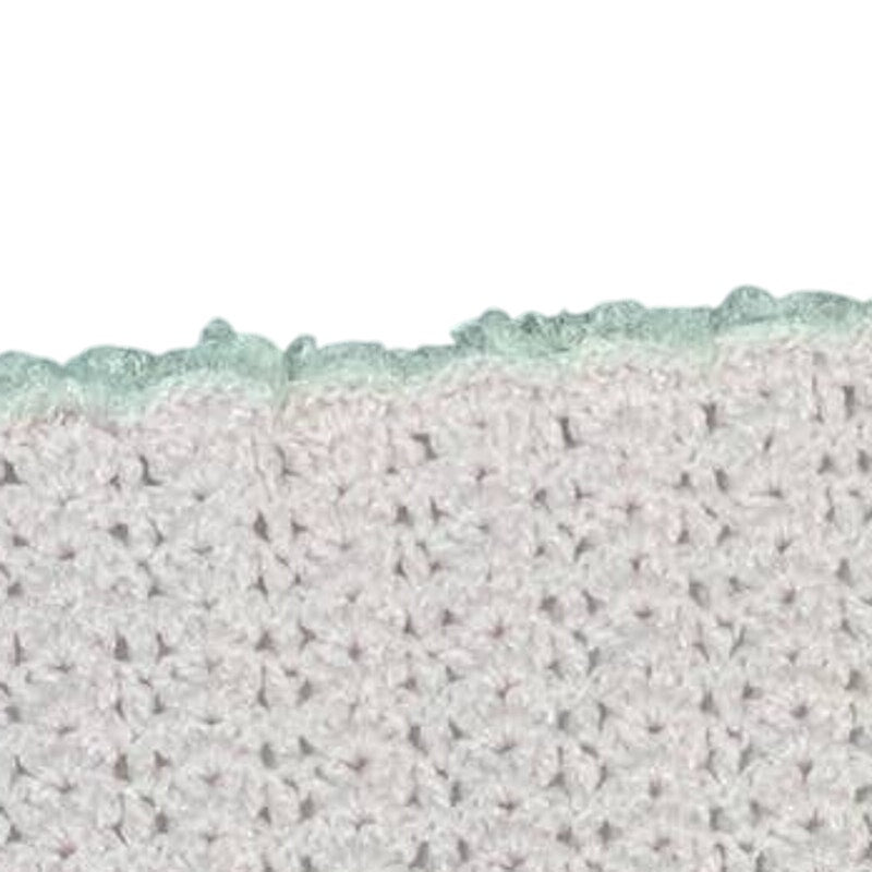 Handmade Vintage Crocheted Shimmery Pink Square Baby Afghan Throw Travel Blanket