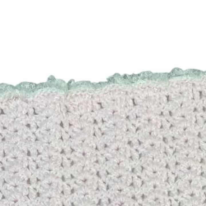 Handmade Vintage Crocheted Shimmery Pink Square Baby Afghan Throw Travel Blanket