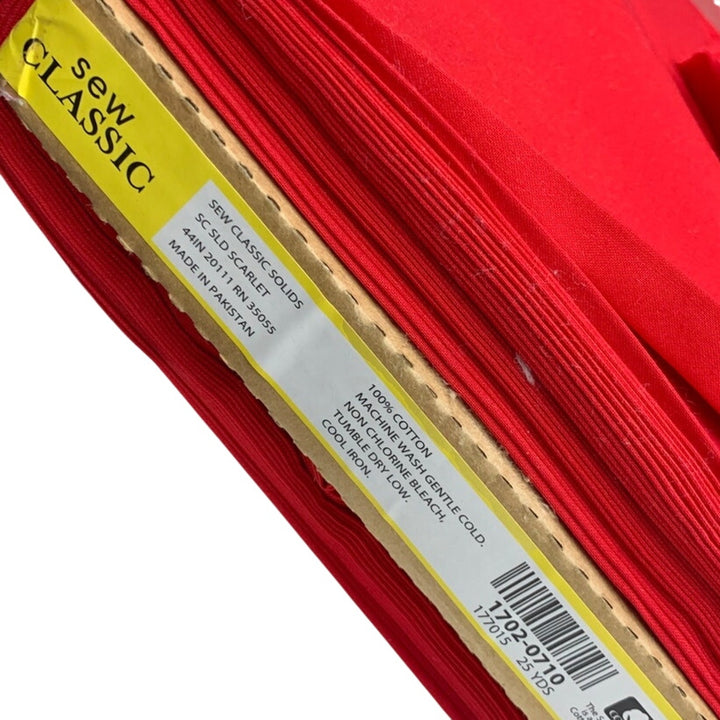 2.5 yds New 100% Cotton Solid Scarlet Red Quilting Fabric Sew Classic Yardage