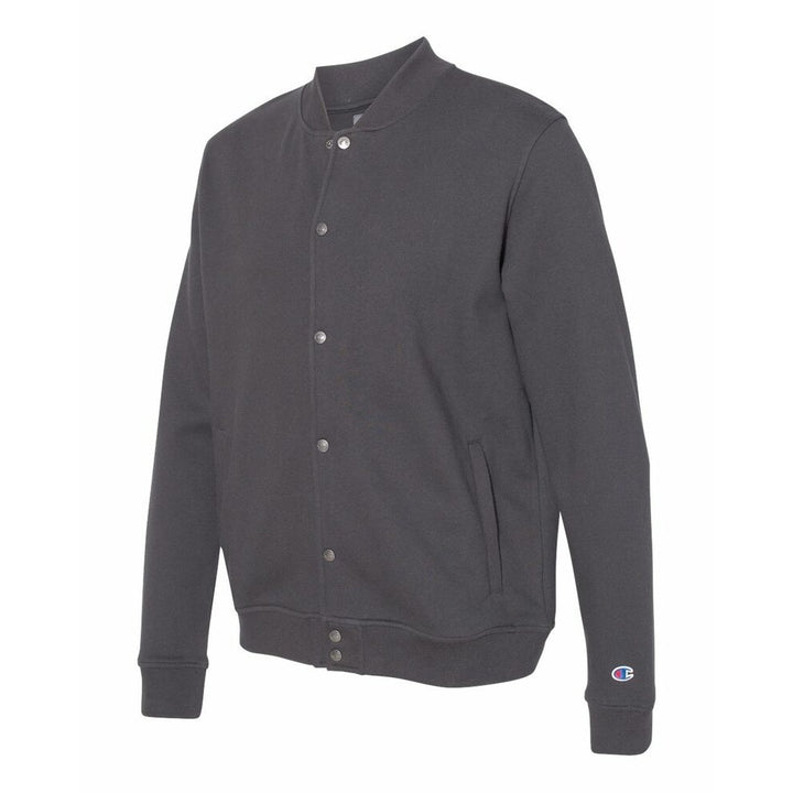 New Champion Mens 3XL Charcoal Gray Snap Up PolyCotton Athletic Bomber Jacket