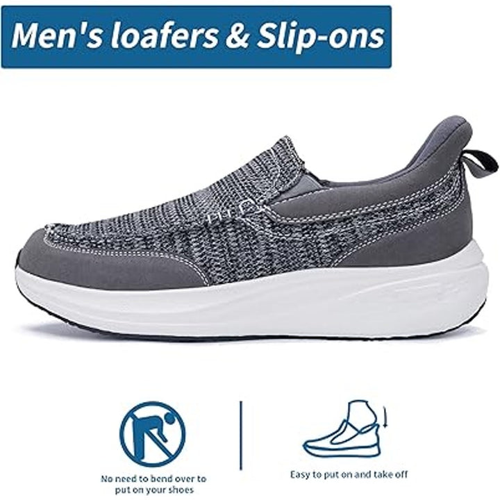 Mens Size 10.5 Gray Slip On Arch Support Walking Running Athletic Comfort Shoes