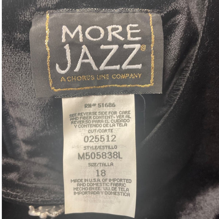 More Jazz Womens Plus Size 18 Short Sleeve Velour Top Basic Formal Black Dress