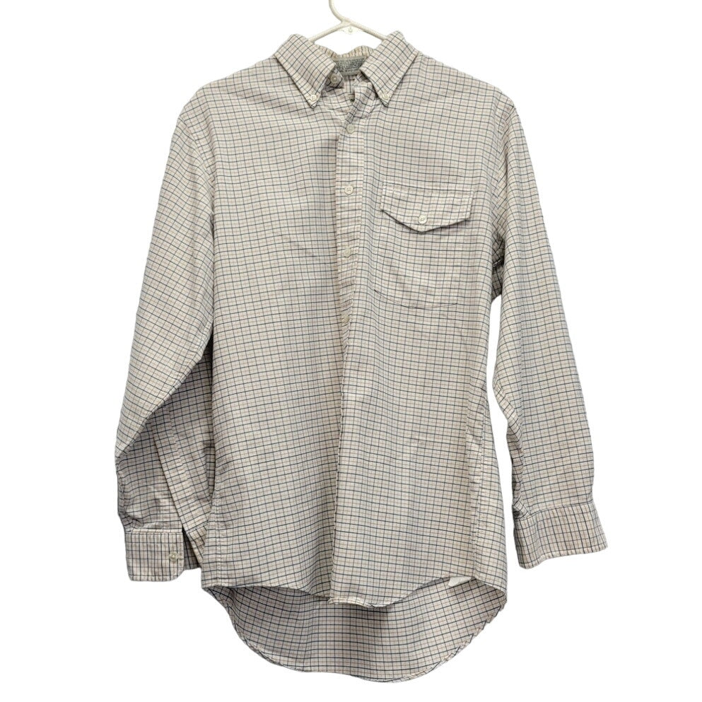 L L Bean Mens Medium PolyCotton Plaid Long Sleeve Button Up Shirt w Front Pocket