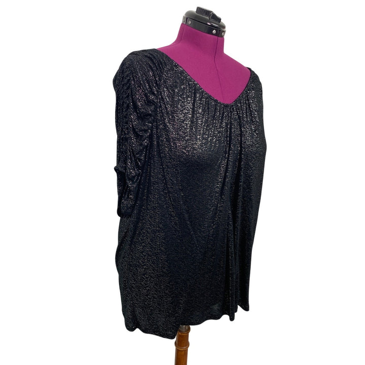 NWT New Jennifer Lopez Womens 3X 3/4 Sleeve Shiny Lightweight VNeck Blouse Top