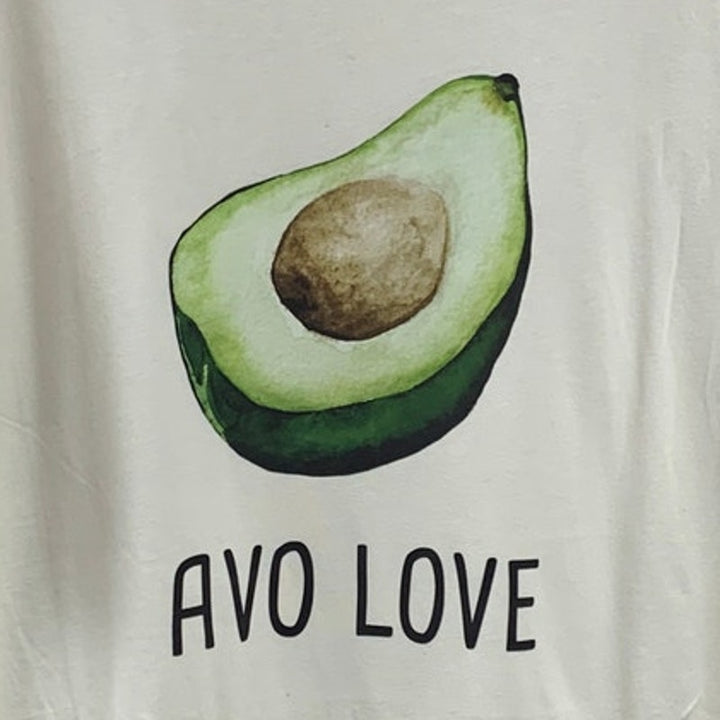 New Hand Printed Womens 2XL Avo Love Avocado Veggie Short Sleeve Tee Shirt