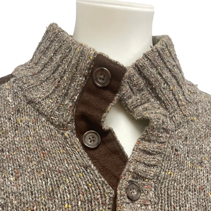 Eddie Bauer Mens XLT Long Sleeve Speckled Henley Knit Pullover Sweater