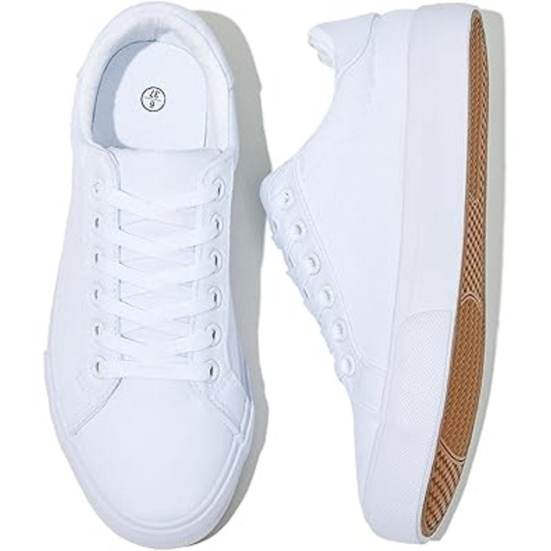 New Rominz Womens Size 8.5 White Canvas Basic Lace Up Lightweight Sneaker Shoes