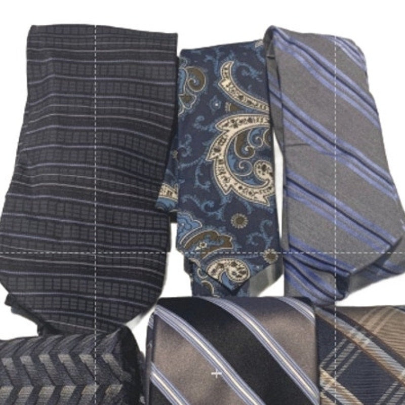 6 Silver Blue Gray Striped Floral Geometric Vintage &amp; Modern Mens Neck Ties