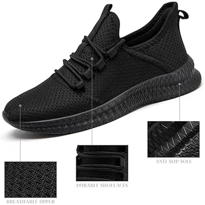 New Qujgs Womens Size 10 Black Breathable Mesh Lace Up Athletic Sneaker Shoes