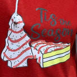 Upcycled Hand Printed Small Tis The Season Christmas Tree Cake Sweatshirt