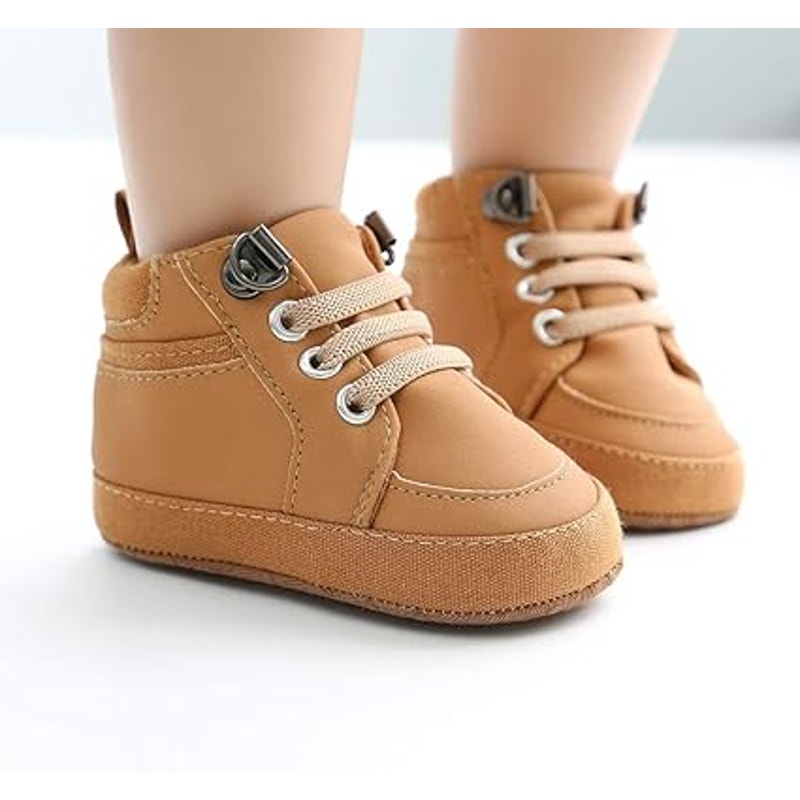 New Babelvit Baby Boy Size 6-12 Months Sneakers High Top Round Toe Canvas Shoes