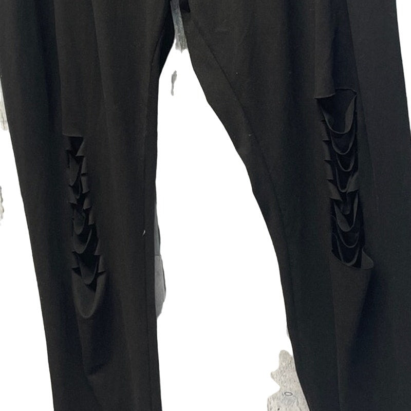 Womens Plus Size 4X Lightweight Factory Distressed Elastic Waist Black Leggings