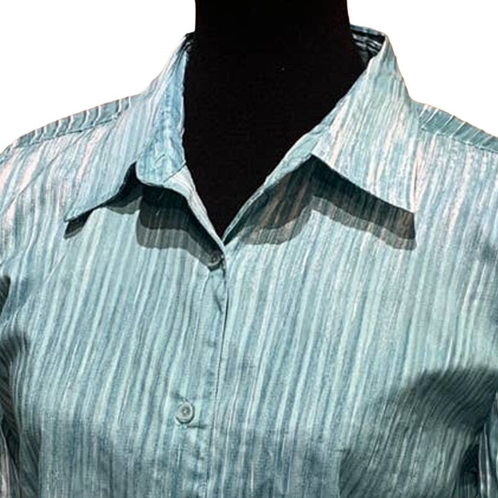 C J Banks Ladies Small Button Down 3/4 Sleeve Textured Career Blouse Top Shirt