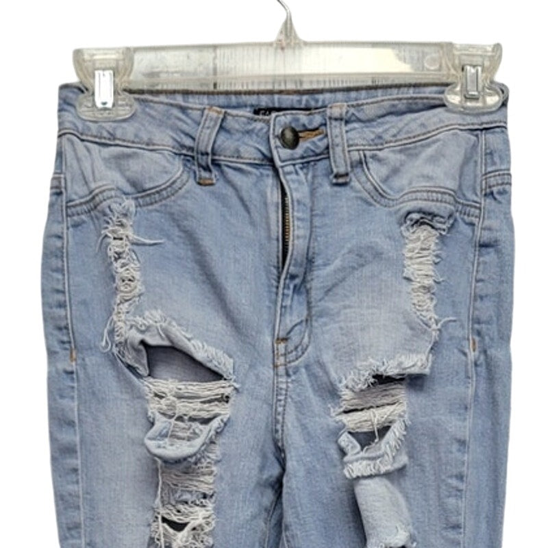 Fashion Nova Juniors 3 Cotton Spandex Factory Ripped &amp; Faded Denim Jeans