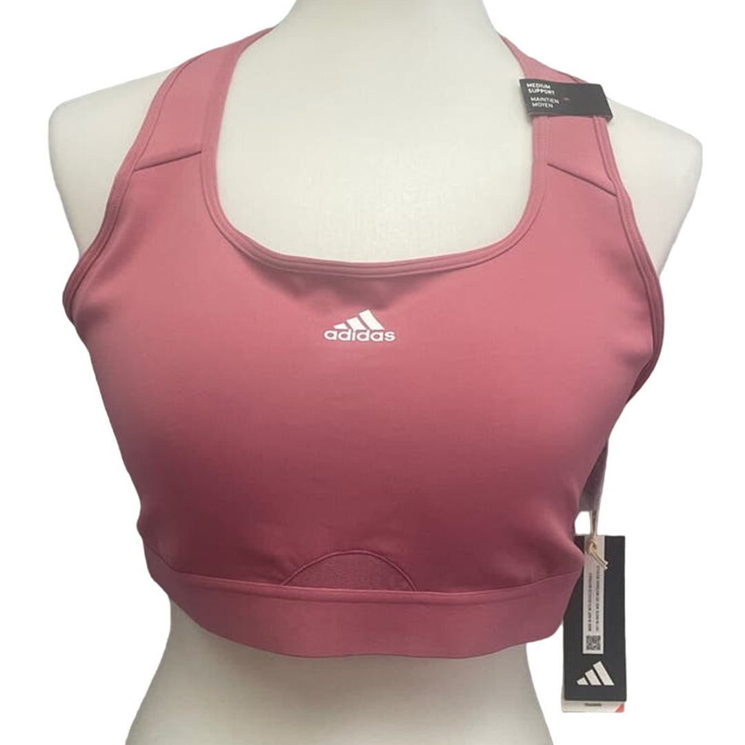 New Adidas Plus Size 2X Pink Medium Support Removeable Pads Training Sports Bra