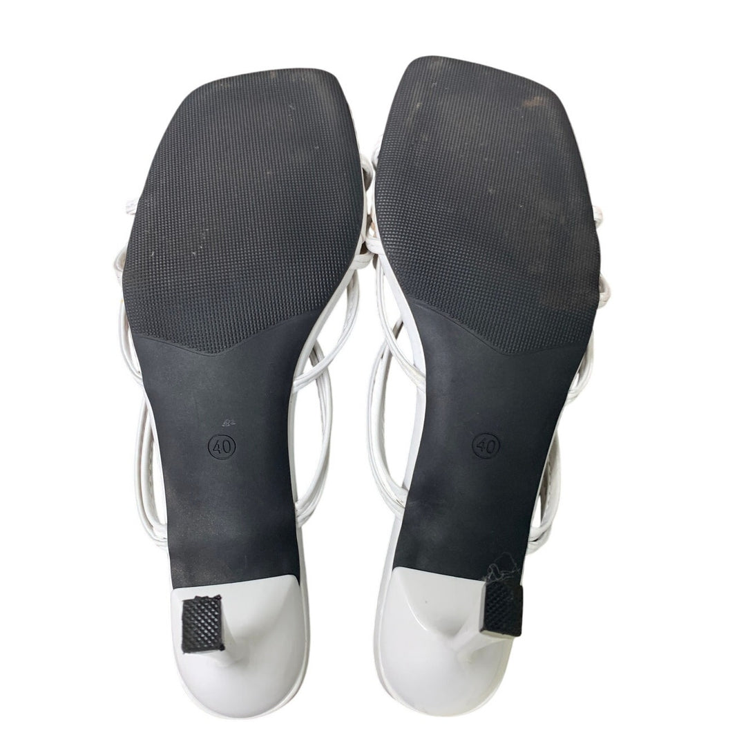 MakeMeChic Womens 9.5 White Orchid Flower Open Toe 3.75" Heels Slide On Shoes