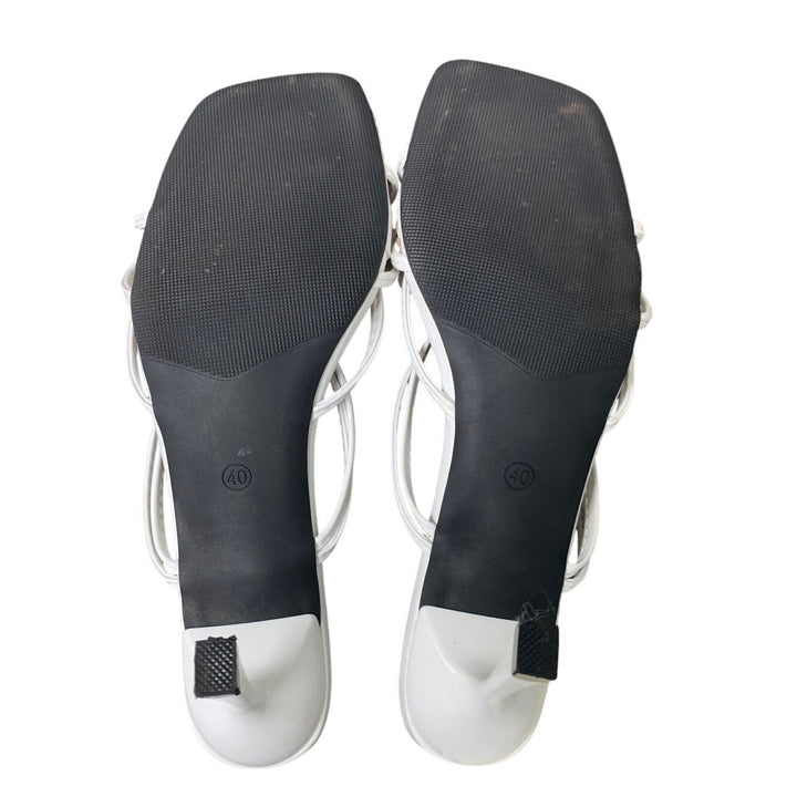 MakeMeChic Womens 9.5 White Orchid Flower Open Toe 3.75" Heels Slide On Shoes