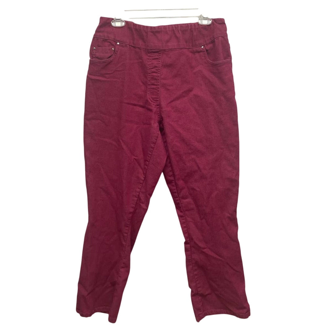 Blair Womens Size 14 Hot Pink Cotton Blend Elastic Waist Pull On Jean Pants
