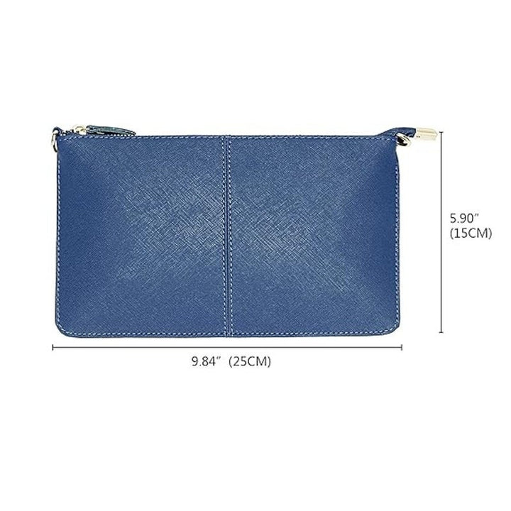 Yaluxe Blue Faux Leather Wristlet Wallet Hand Bag Purse Cell Phone Pocket Clutch