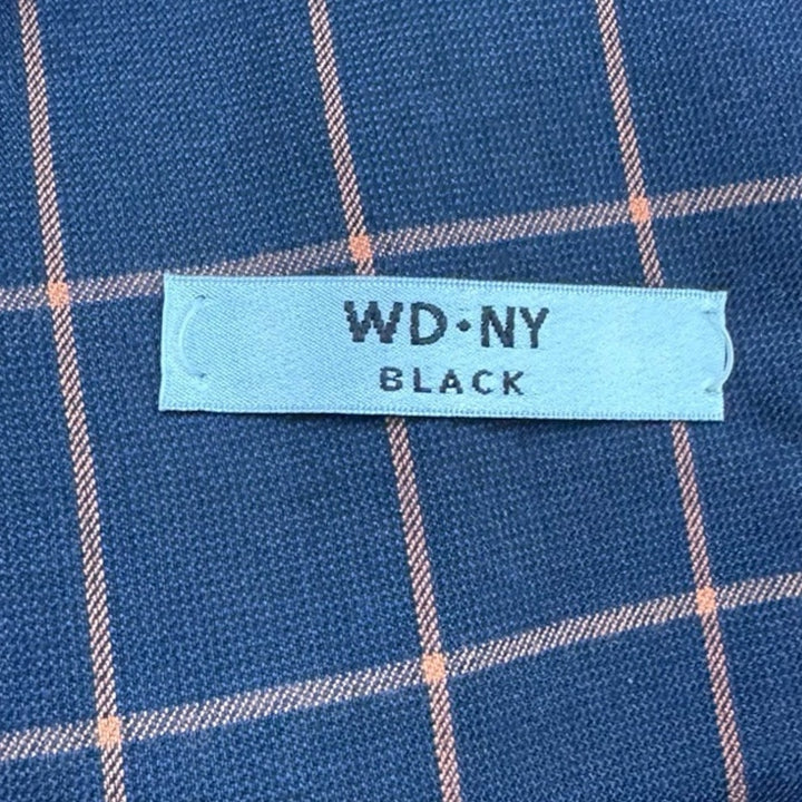NWT New WD-NY Mens Large Navy Blue Orange Plaid 2 Button PolyCotton Blazer