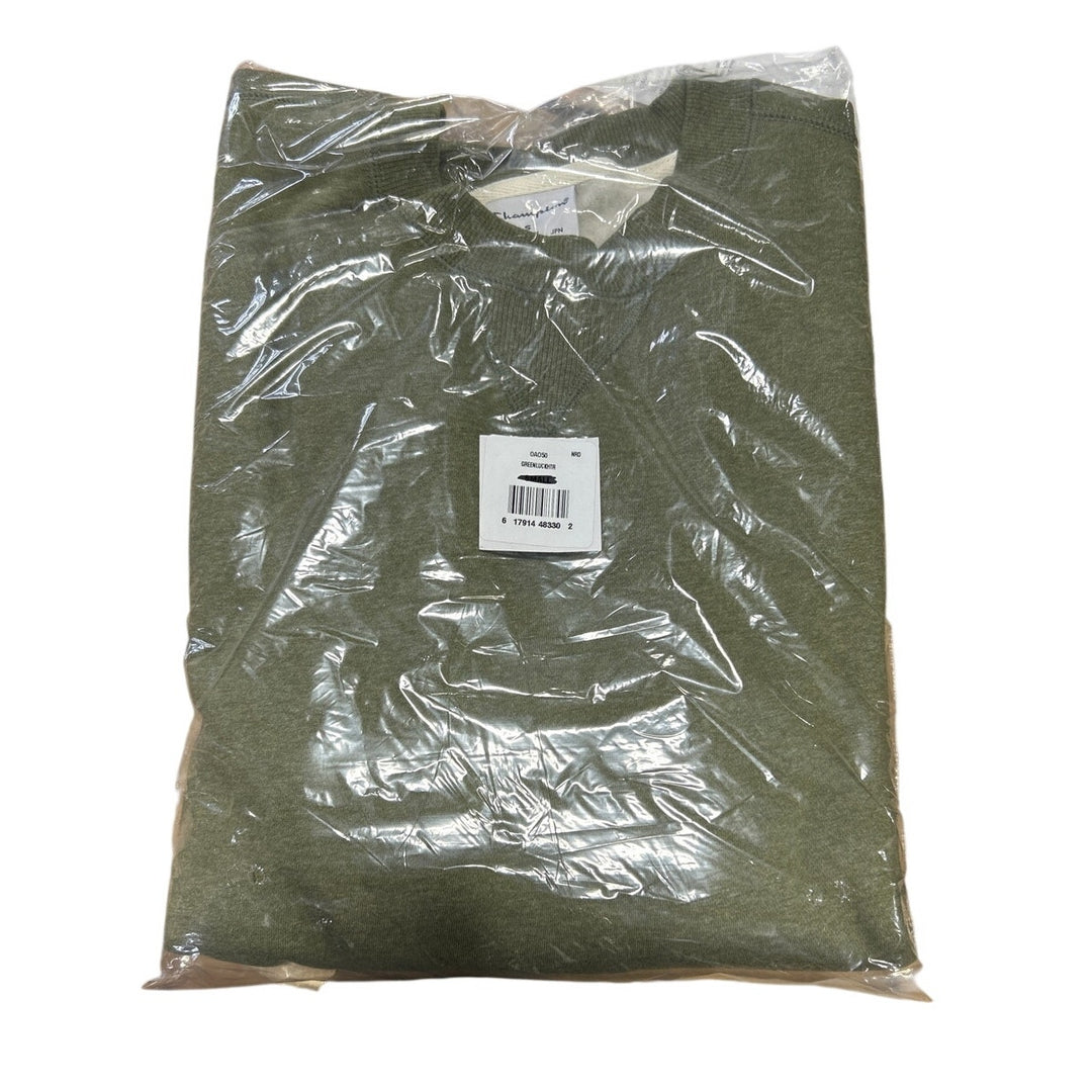 New Champion Mens Army Green Soft Sueded Fleece Pullover Crew Neck Sweatshirt