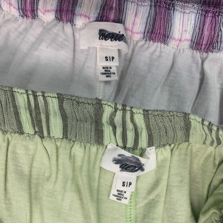 Lot of 2 New Aerie Womens Small Green Purple Plaid Lace Trim Flowy Skorts