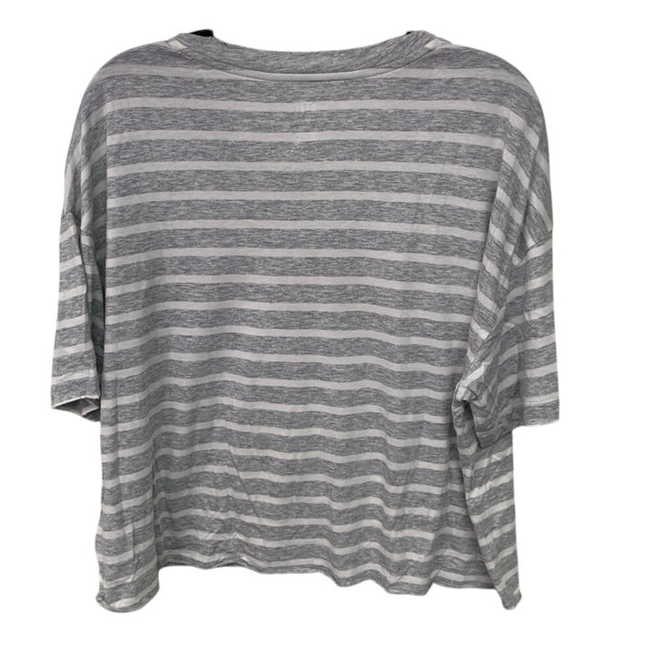 New Upcycled Hand Printed Womens Medium Striped Summer Vibes Crew Neck Tee